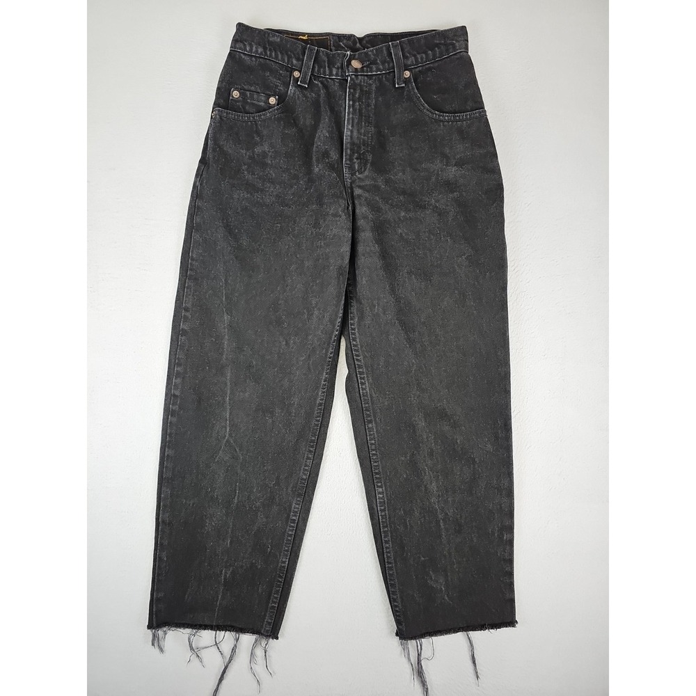 Vintage Levis 560 Jeans Mens 28x26.5 Black Loose Fit Cut Off Cropped Raw Hem Y2K